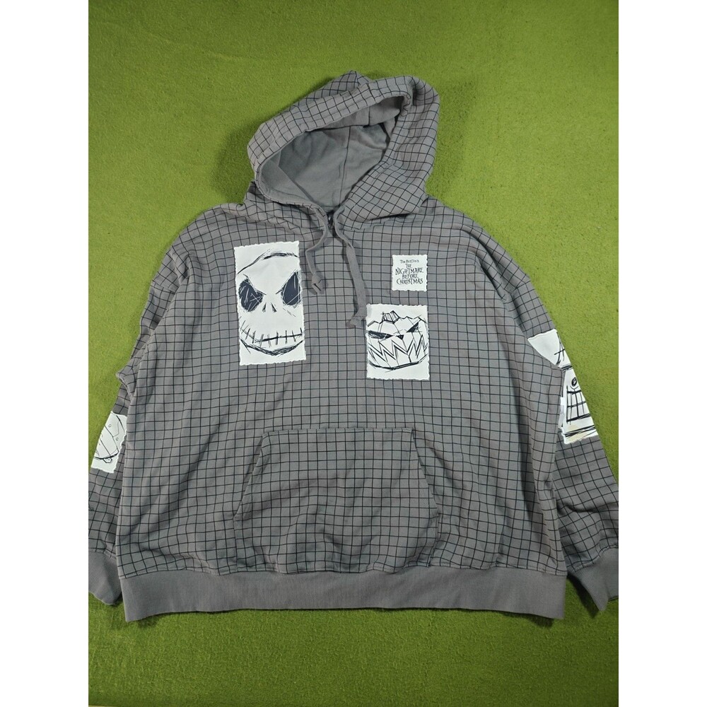 Disney The Nightmare Before Christmas Hoodie Mens 2xl Gray Pullover Adult